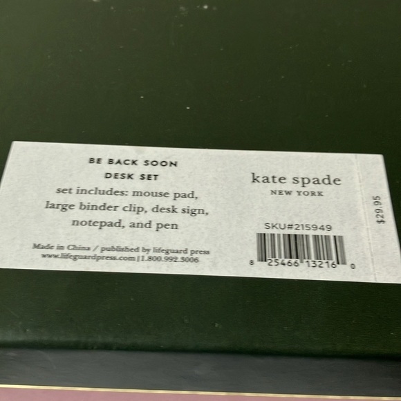 Kate Spade:Be Back Soon Desk Set- mouse pad, binder clip, desk sign, notepad/pen - Picture 12 of 16